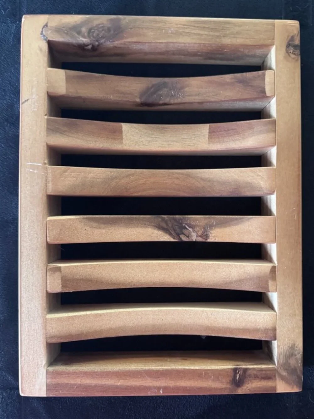 Handcrafted Natural Wood Slatted Shower or Sink Trays – Set of 2, NWT